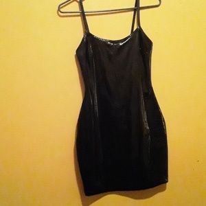 Pleather black mini dress